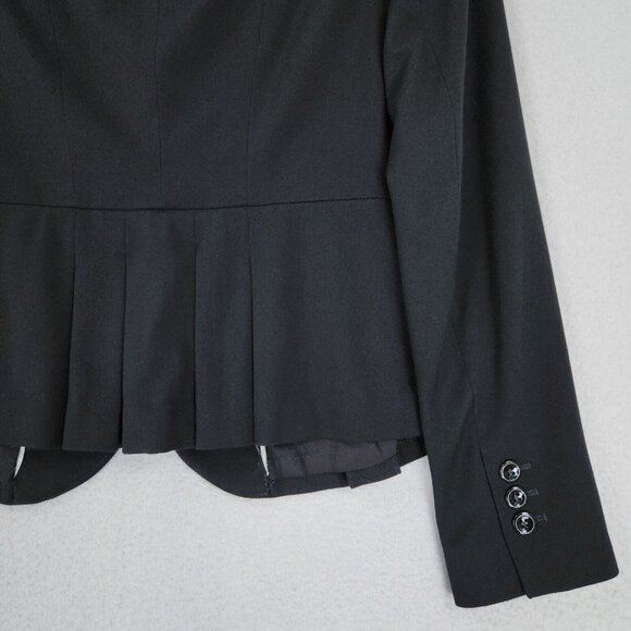 WHBM Jacket Womens 00 Black Ruffle Peplum Blazer Two Button Classic Business - Picture 11 of 11